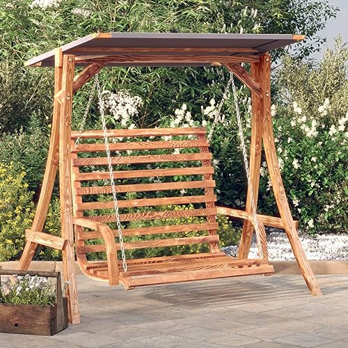 Festnight hollywoodschaukel Holz holzschaukel schaukelgestell Holz gartenschaukel Hollywood schaukel Garten schaukelgestell Outdoor Massivholz Fichte mit Teak-Finish