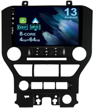 YUNTX [4GB+64GB] Android 14 Autoradio für Ford Mustang 2015-2021-[Integriertes CarPlay/Android Auto/DSP/GPS]-9” IPS Touch Screen-CAM+MIC-DAB/Mirror Link/Bluetooth 5.0/AHD/360 Kamera/WiFi/USB/4G