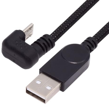 Chenyang USB 2.0 a Micro USB 5pin Power Data U Forma Cable de extensión angulada 480Mbps 1.5m