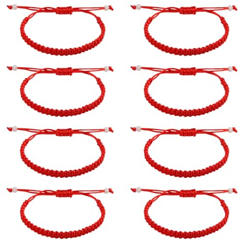 Filo Rosso Del Destino, 8 Pezzi Filo Rosso Braccialetto Corda Rossa Braccialetti Fortunati Regolabile Per Amanti Maschili Femminili Genitori Bambini Elastico Braccialetto Amicizia Compleanno 