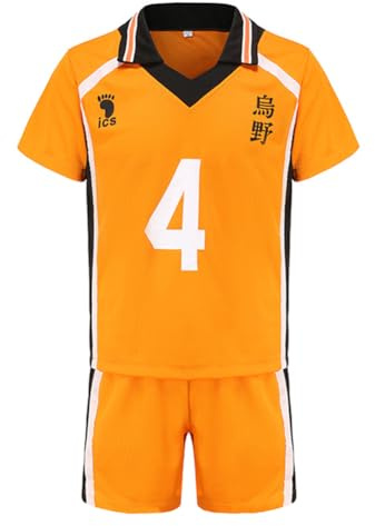 Jilijia Haikyuu T-Shirt Karasuno High Volleyball Jersey Hinata Shoyo/Tobio Kageyama Kurzarm T-Shirt + Shorts Anime Game Suitset, Karasuno High Nr. 4, M