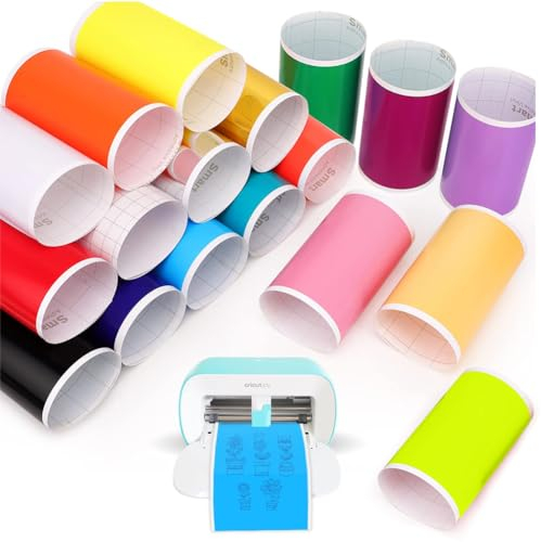 Smart Vinyl Permanent Plotter Film mit 3 Transferfolie Plotterfolie Plotterfolie Vinyl Selbstklebend für Tassen, Autos, kreatives Handwerk und Dekoration (12x6 für Cricut Joy(17+3))