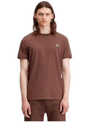 Fred Perry Ringer-T-Shirt mit braunem Band, braun, L