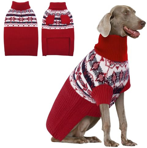 IECOii XXL Hunde Pullover,GroßE Sweater FüR Hunde,Warme Hundepullover Hund,Weihnachten Hundepullover FüR Extra GroßE Hund,Rollkragen Haustiere Sweatshirt Winter Hundekleidung, XX-Large