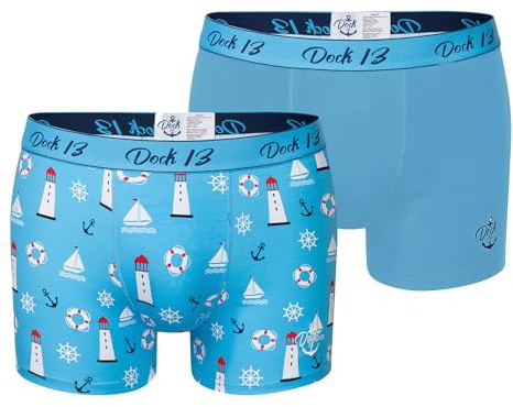 Dock13 Männer Boxershorts Maritim (2er Pack Boxershorts Herren)
