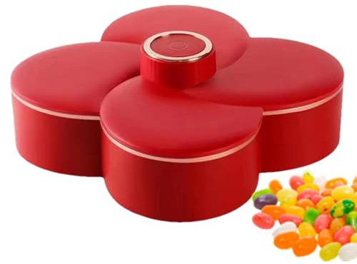 Bandeja giratoria para aperitivos con tapa, bandeja de dulces en forma de flor, caja de aperitivos, contenedor de charcutería, organizador de almacenamiento de alimentos, bandeja de fiesta para