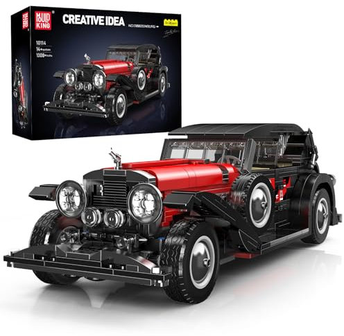 Mould King 10114 Collectible Sports Car Brick Set, 1308 Pieces - Vintage Classic Car Model Building Blocks, Gifts for Age 14+ Adult Collectors