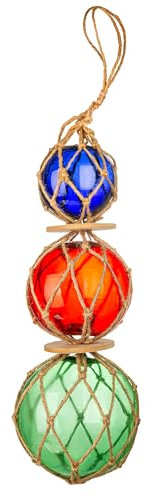 Glass Fishing Float Beach Ornaments for Christmas Tree Coastal Beach Decorative Balls Glass Fishing Buoy Nautical Coastal - 3 Blue, 4 Red, 5 Green Glass Buoy Balls