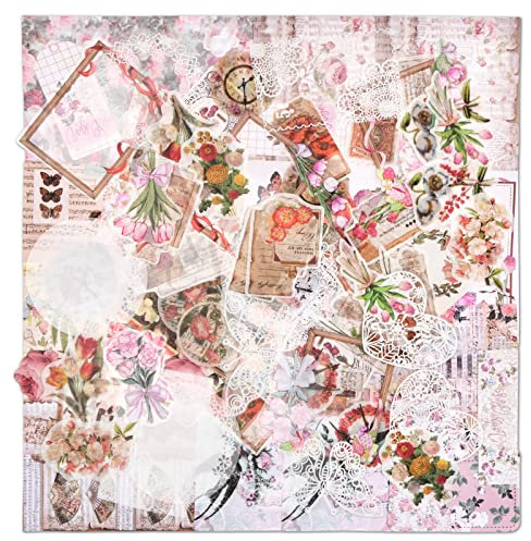 Vintage-Aufkleber,100 Stück Vintage Scrapbooking Aufkleber Set,Wasserfeste Vinyl-Aufkleber,Ästhetische DIY Selbstklebende Sticker für Fotoalbum, Tagebuch,Kreatives Basteln & Dekoration (B)
