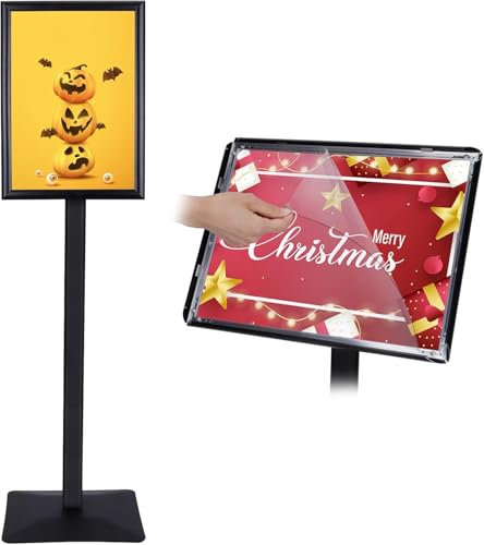 RayLove Infoständer DIN A3 mit 297×420 mm. Stahl-Schildhalter,Schwarz Design Informationsständer (1.25 m), Hoch-Querformat, für Plakate Zeichenrahmen Hochzeits Geschäftsereignisanzeige (Schwarz, A3-2)