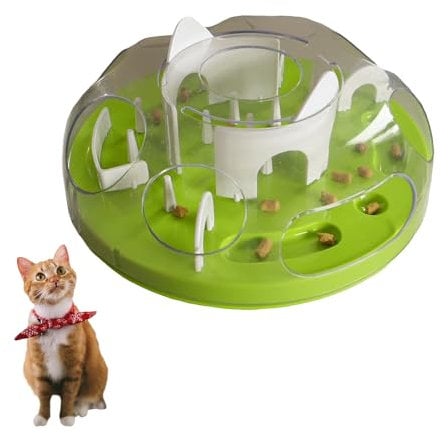 Gamelle Anti glouton pour Chat Rond ⌀ 30cm | Labyrinthe d'alimentation|Distributeur de friandises | Distributeur croquettes|Jouet intérieur
