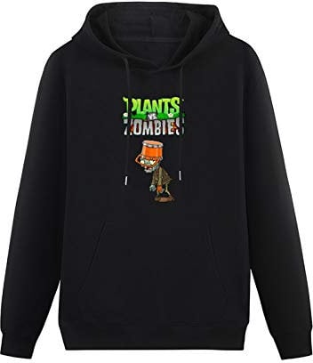 Huachenyu Retro Plants Vs. Zombies Men's Black Hoodies Unisex Pullover Sweatshirts L