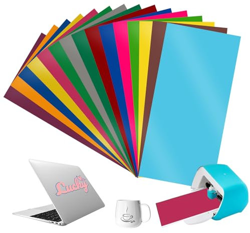 15 Stück Smart Vinyl Permanent für Cricut, Zubehör für Cricut Joy, Plotterfolie Vinyl, 14 x 30,5cm Plotterfolie Selbstklebend, Vinyl Plotter Folie für Basteln, Heimwerken, Laptops, Wohndeko