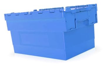 DURBO 60 Litre Attached Lid Container, Storage Box with Lid, Plastic Totebox, Attached Lid Box for Movers (600x400x320mm) (BLUE)
