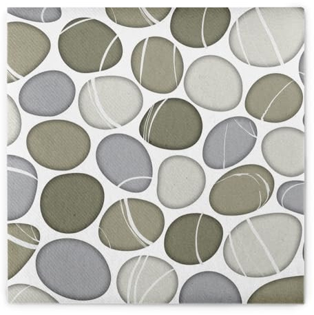 HAPPY PAPER Serviette Pebble (Steine) aus Linclass® Airlaid, Einwegserviette ideal für Wellness- und Spa, 40 x 40 cm, 12 Stück