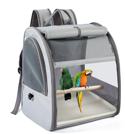 Vögel Tragerucksack, Transportbehälter für Vögel Atmungsaktive Papageien-Reisetasche Mit Stehender Sitzstange Vogelreisekäfig Faltbarer VögelReisekäfig Transportrucksack Papageien