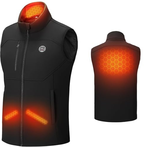 KEMIMOTO Beheizbare Weste Herren Damen, Beheizte Weste mit Handwärmfunktion, 5 Heizzone, Heizweste mit USB -10000mAh Akku für Ski Fahren, Angeln, Motorrad, Outdoor