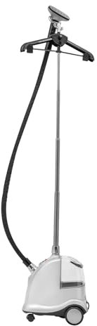 Vaporizador de pie de 2200 W para ropa con tanque de agua de 3 litros, plancha de vapor vertical con ruedas, altura ajustable, pasillos ajustables para trajes, blusas, faldas, cortinas (plata)
