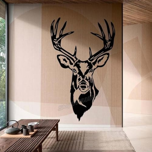 KGXUEDAO Wald Wildlife Hirschkopf Jagd Wandaufkleber Tier Hirsch Wandaufkleber Vinyl Kunst Aufkleber Kinderzimmer Home Schlafzimmer Wohnzimmer Dekoration