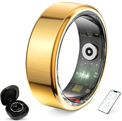 UouNeaCo Smart Ring for Women and Men, Fitness Tracker with Heart Rate Monitor, Sleep Tracker,100+ Sport Modes, Step Counter, IP68 Waterproof, No Subscription Fee for iOS/Android (Gold, 9)