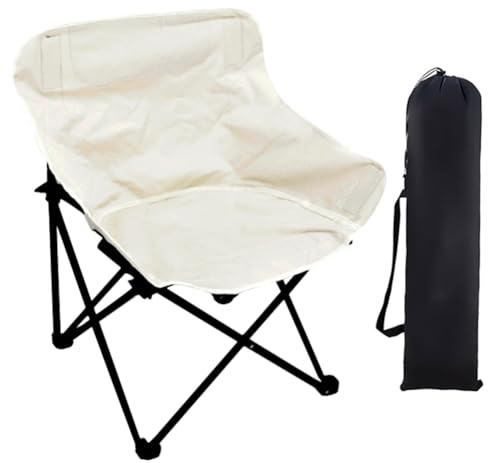 Hausio Kinder Klappstuhl - HBT: 47cm x 33cm x 33cm, Campingstuhl Moonchair Kinder, Faltbar, Campingstuhl Klein, Kinderstuhl draußen & drinnen, Kindersessel, bunt (Weiß)