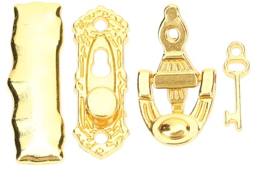 GALPADA Miniature Doll House Metal Accessories DIY Dollhouse Door Lock Key Door Knocker Letter Box for Toy House