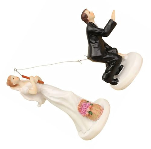 LOLIPPYY Statue Braut Zieht Bräutigam aus Kunstharz für Hochzeitsdeko | Europäisches Antikdesign, Handgefertigte Zierfigur für Hochzeit und Brautzimmerdekoration