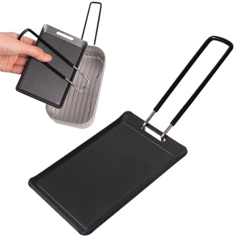 Violiica Grillschale, Leichte Eisen BBQ Platte für Solo Camping, Picknick und Wandern, 85 x 130 x 6 mm, Schwarz