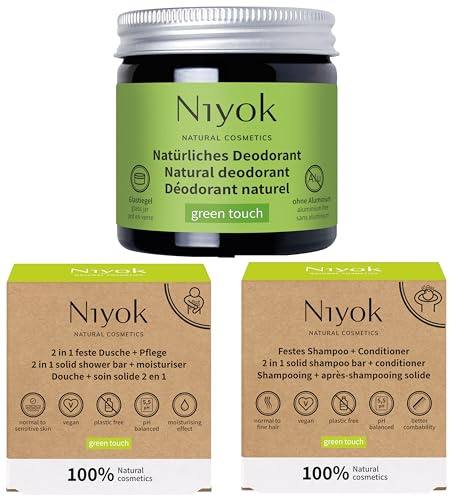 Niyok Green Touch Pflege Bundle Festes Shampoo, Dusche & Deo