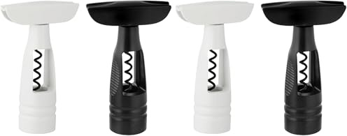 Fackelmann 49812 Tire-bouchon vis sans fin, tire-bouchon, tire-bouchon coloré, ABS, Acier trempé, Blanc, Noir, 15 x 4 cm (Lot de 2)