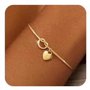 ZOERAY Knoten Armband Damen Gold Silber 925 Armbänder mit Buchstaben Herz | 18K Vergoldete Armkette Silber,Personalisierte Herz Anhänger Armbänder Liebesknoten,Schmuck Weihnachtsgeschenke Frau Mädchen