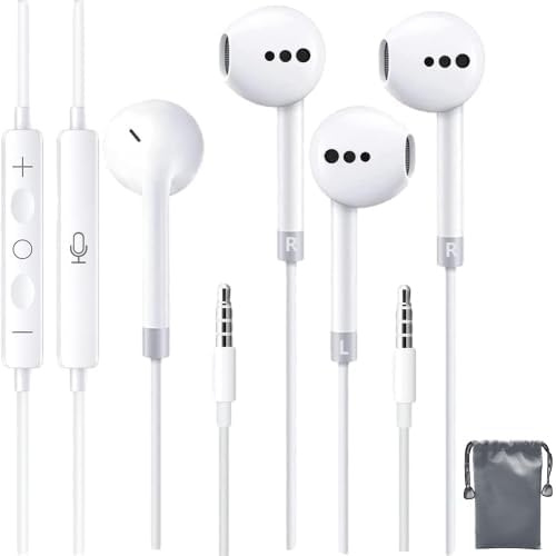 Sftoep Wired In-Ear Headphones with Microphone and Volume Control Noise Cancelling Headphones 2 Pack