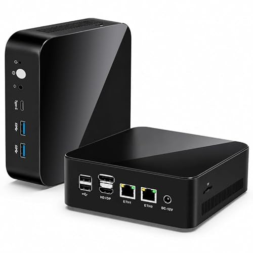 Glovary Mini PC Twin Lake N350 Processor (8 Cores 8 Threads, up to 3.9 GHz), 1 x DDR5 Barebone No RAM No SSD, 2 x i226V 2.5GbE LAN Micro Desktop Computer for Home Office, 4K UHD Triple Display