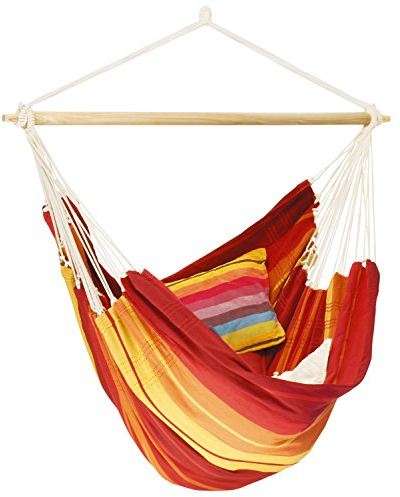 AMAZONAS - XXL Hängesessel Brasil Gigante | Hängesessel ohne Gestell mit großer Sitzfläche, handgefertigt in Brasilien | Belastbar bis 200 kg; Sitzfläche 2m x 1,4m; Stablänge 1,4m | Farbe: Lava