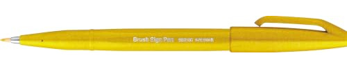 Pentel Fude Touch Sign Pen, Yellow, Felt Pen Like Brush Stroke (SES15C-G)