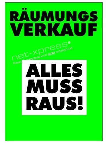 net-xpress Plakat Räumungsverkauf Alles muss Raus A1, Werbeplakat Poster Umbau