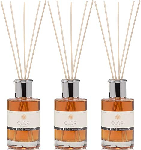 OLORI < 3er Sparpack > 600ml (200ml je Flasche) - natürlicher Raumduft Diffuser in der Sorte ORANGENBLÜTE