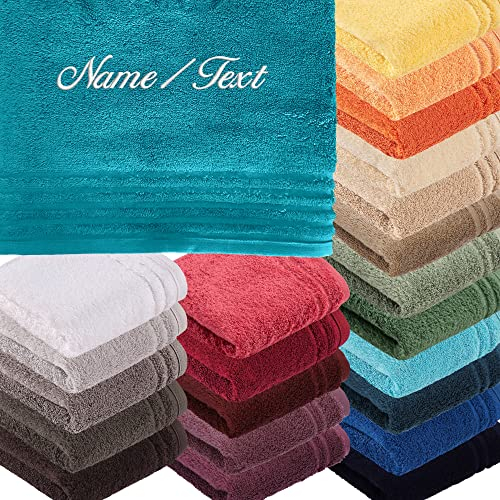 Vossen Premium Supersoft 615g/m² Gästetuch | Handtuch | Duschtuch | Badetuch | Bestickt mit Name oder Text Wunschstickerei (Lagoon (Farbton: Türkis), Handtuch 50 x 100 cm)