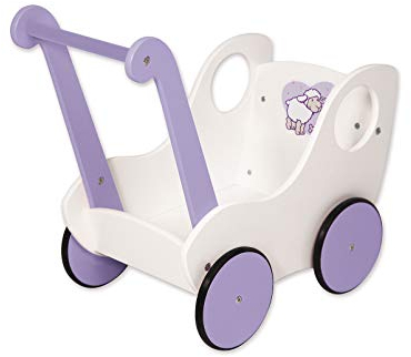Bayer Design 52102AB Lauflernwagen, Schiebewagen, Holz-Puppenwagen, Princess World, weiß, lila
