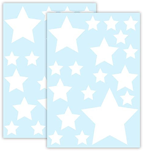 WANDKIND Sternen Set Kinderzimmer 36 Stück Sterne Aufkleber Sternenhimmel zum Kleben Stern Wandtattoo Wandaufkleber Sticker Wanddeko (Weiss)