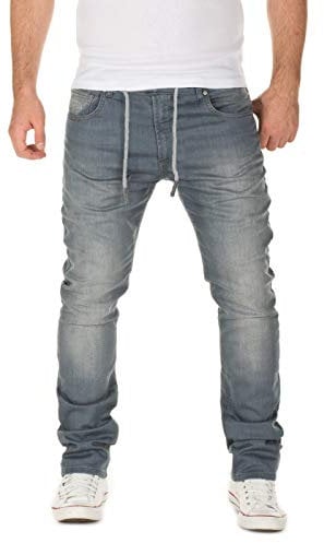 WOTEGA Noah - Baumwoll Jogginghose in Jeansoptik - Sweat Jeans - Herren Hosen Stretch - Jogger Jeanshose, Grau (Turbulence Grey 3R4215), W38/L36