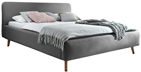 sette notti Polsterbett 180x200 cm Landhausstil Webstoff Hellgrau, Bett mit variabeler Einlasstiefe, Mattis Art Nr. 1456-10-5000