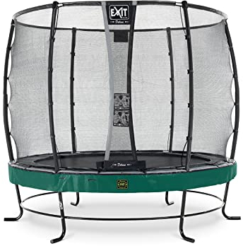 EXIT Toys Elegant Premium Rundes Trampolin - ø253cm - Mit Deluxe Sicherheitsnetz - Extra Starker und Stabiler Rahmen - Lange Federn - Rostfrei - Einfache Montage - Luxuriöse Ausführung - Grün