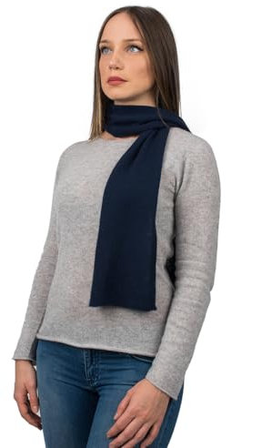 Dalle Piane Cashmere - Mini Schal aus 100% Kaschmir - Made in Italy - für Frau, Farbe: Blau, Einheitsgröße