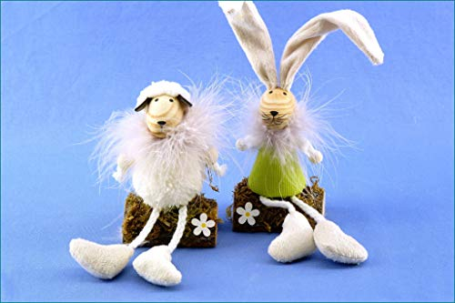 Small-Preis Kantensitzer Kantenhocker Schaf und Hase im 2er Set Sitzhöhe 12/20 cm