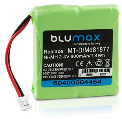 Blumax Akku kompatibel mit AVM Fritz!Fon MT-D MTD, Medion MD 81877, Audioline Slim DECT 500, T-Com Sinus A201 wie 5M702BMX, GP0827, GP0845, GP0735,GP0747 - NIMH 600mAh 2.4V