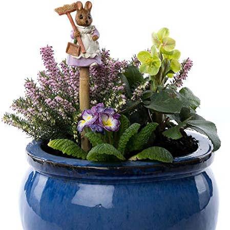 Cane Companions Beatrix Potter Hunca Munca Stake Topper - Handmade Flower Pot Garden Ornament - Outdoor Figurine