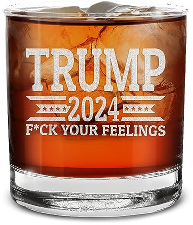 Shop4ever Trump 2020 Fck Your Feelings Banner Engraved Whiskey Glass