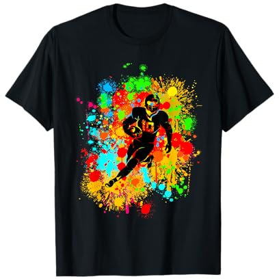 Star du football américain coloré avec maillot & ballon T-Shirt