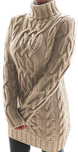 Turtle Neck Long Jumpers Dresses For Women Oversized Cable Knit Jumper Dress Women Ladies Baggy Fluffy Knitted Jumpers Womens High Neck Sweater For Women Pullover Sweaters Pullovers Thick Fitted Plain
